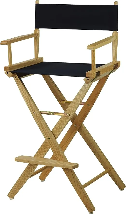 American Trails Extra-Wide Premium 30" Director's Chair Natural Frame with Navy Canvas, Bar Height