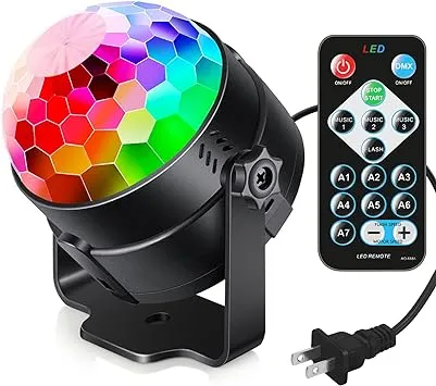 Sound Activated Party Lights with Remote Control Dj Lighting, RBG Disco Ball, Strobe Lamp 7 Modes Stage Par Light for Home Room Dance Parties Birthday DJ Bar Karaoke Xmas Wedding Show Club Pub