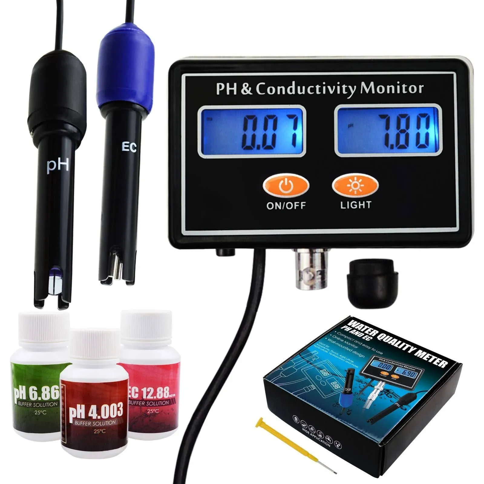 pH/EC Conductivity Meter with ATC Water Quality Tester 0.0-14.0pH /\xa00~19.99