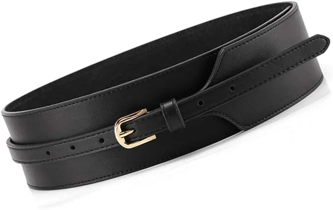 Toptim Women Wide Knotted Belt Design PU Leather Waistbands Simple Width Belt