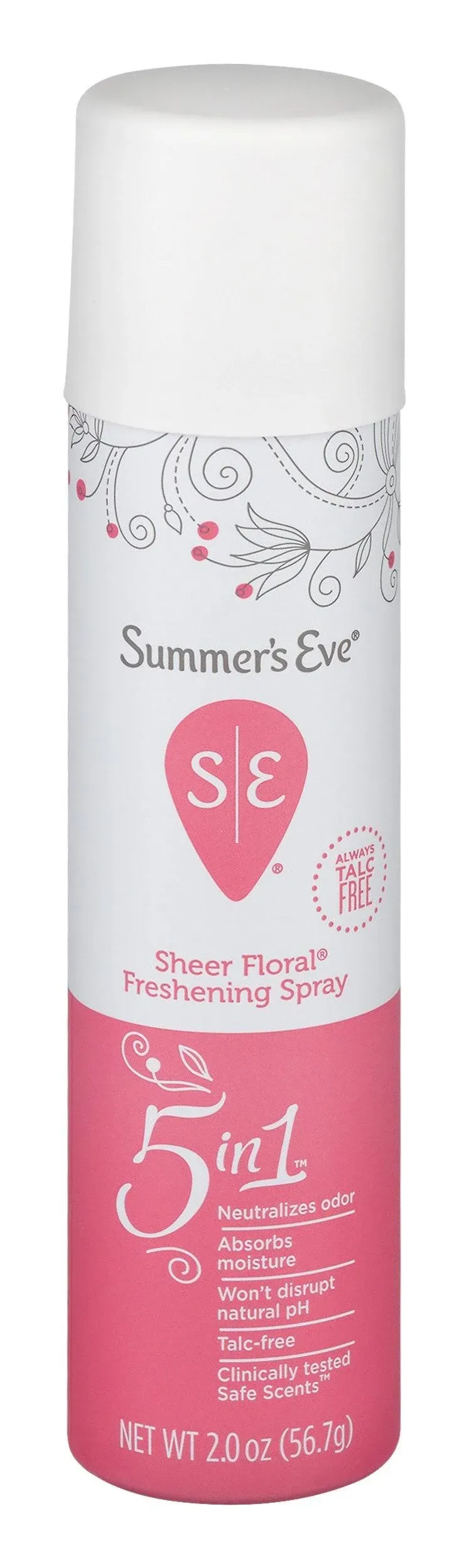 Summer's Eve Freshening Spray | Sheer Floral | 2 oz Size | Pack of 6 | pH Balanced, Dermatologist & Gynecologist Tested