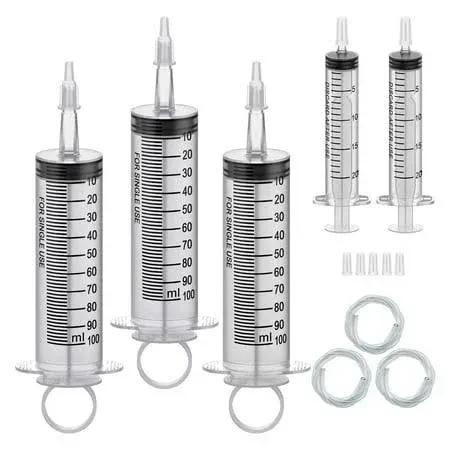 Backitchen 3 Pack 100ml Large Syringe and 2 Pack 20ml Plastic Syringes with Tip ...