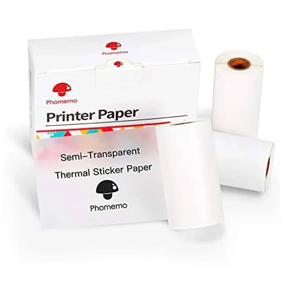 Phomemo Semi-Transparent Sticker Thermal Paper, Self-Adhesive for for Phomemo M02 ...