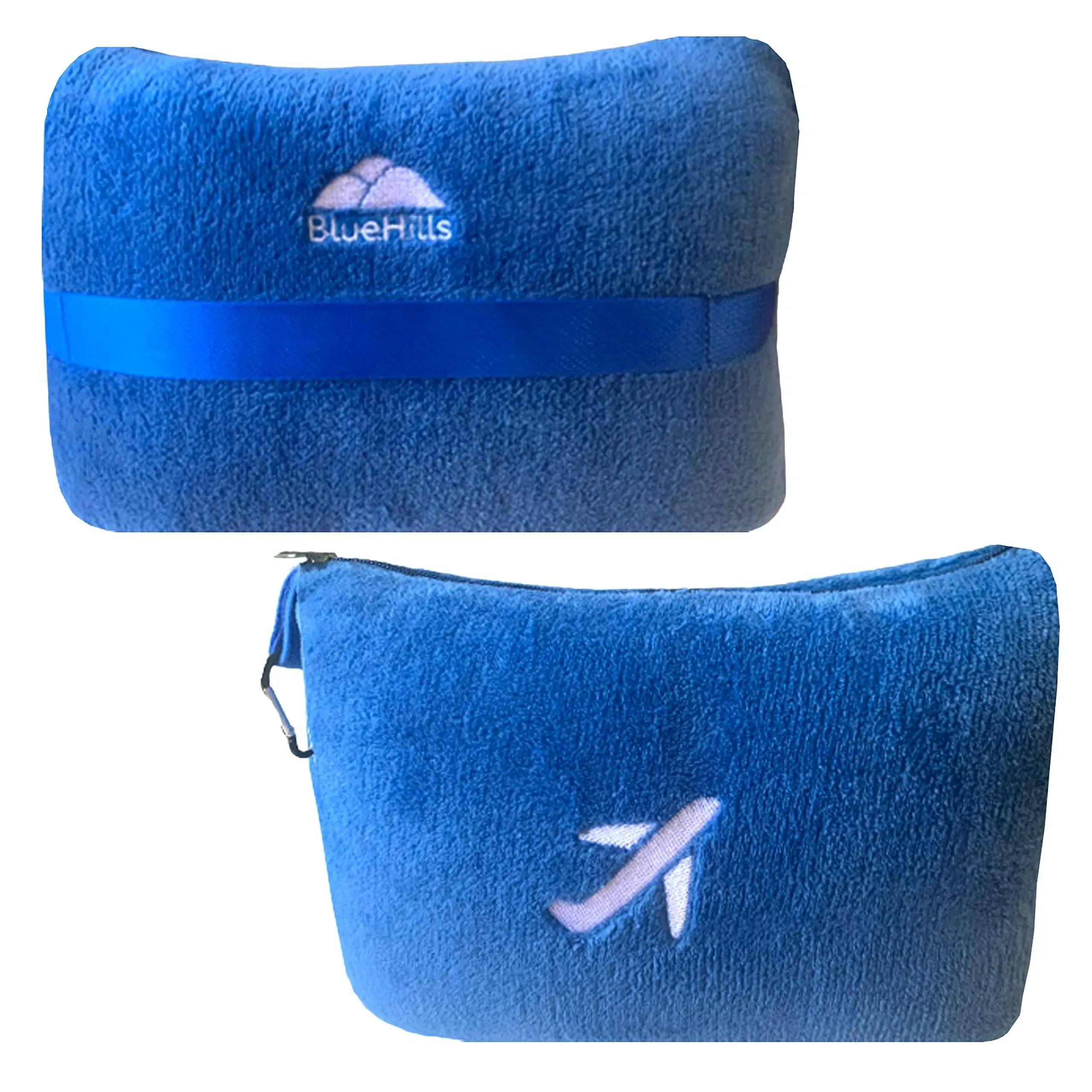 BlueHills Travel Blanket Pillow in Mini Soft Case Premium Plush Airplane Blan...