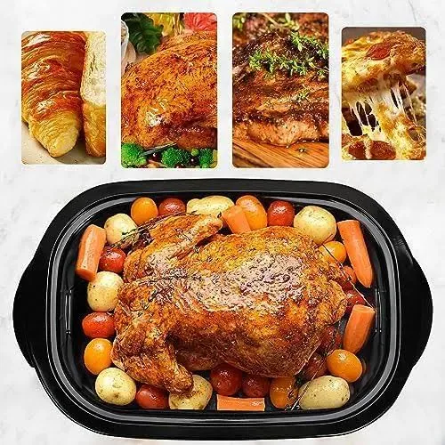 Roaster Oven, Electric Roaster Oven, Roaster Oven, Turkey Roaster Oven Buffet with Self-Basting Lid, Removable Pan, Cool-Touch Handles, Stainless