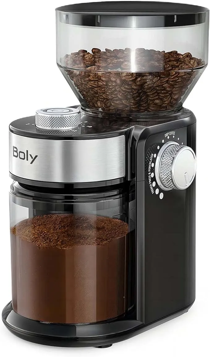 Electric Adjustable Mill Coffee Bean Grinder with 18 Grind Settings for Espresso, Drip and French Press, Black