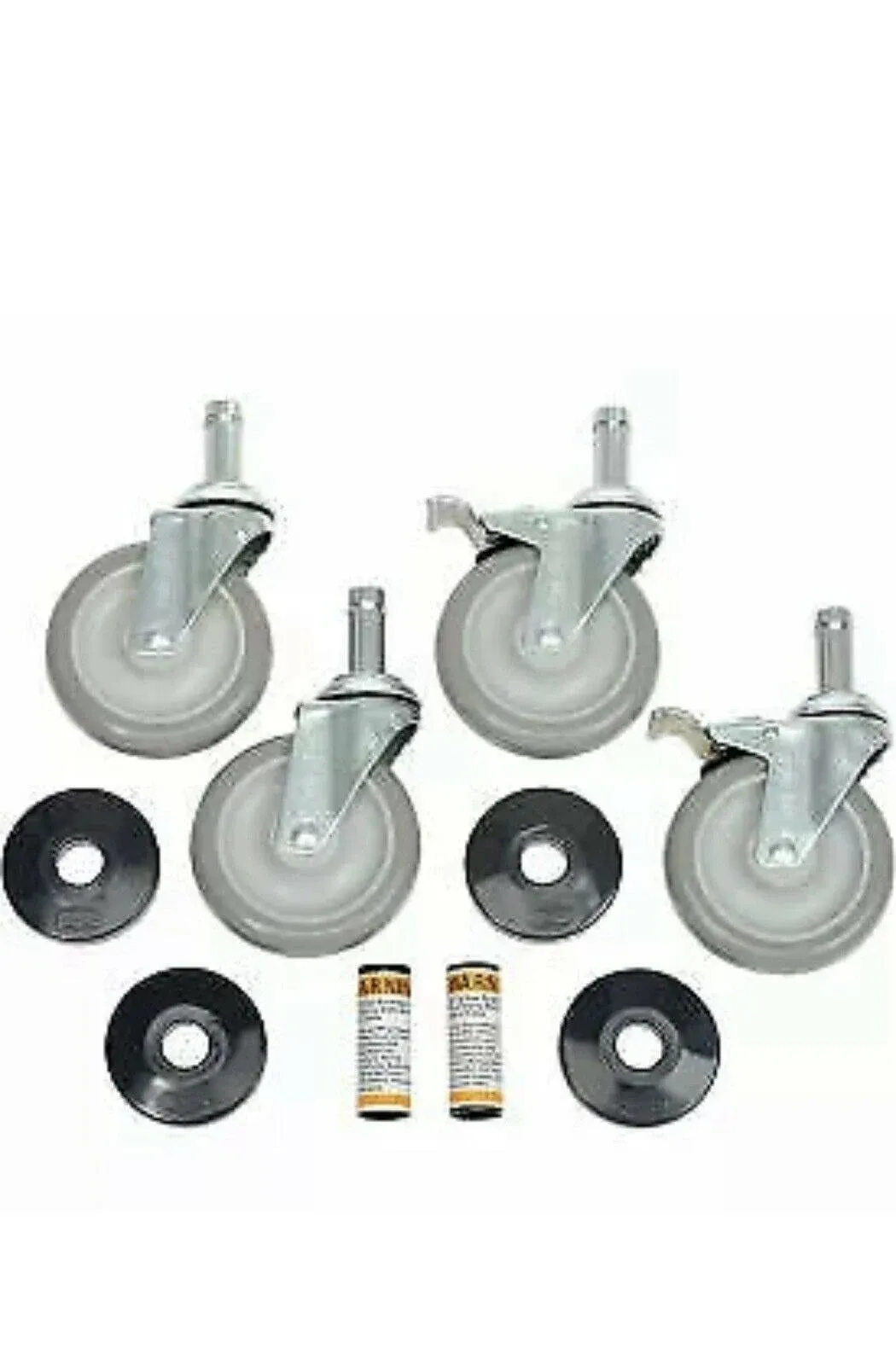 Nexel Stem Casters Set (4) 5" Polyurethane Wheel, 2 with Brakes 1200 lbs.