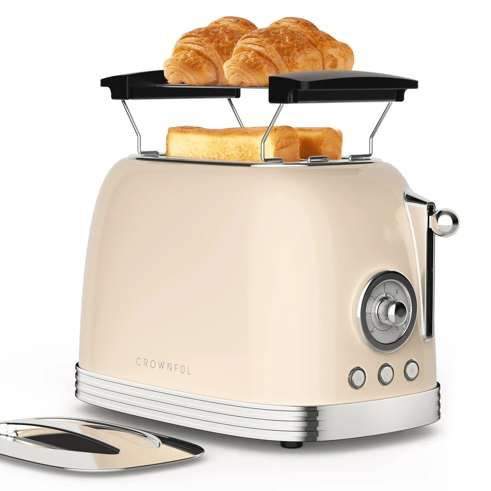 2-Slice Toaster, Extra Wide Slots Toaster, Retro Stainless Steel with Bagel, Can