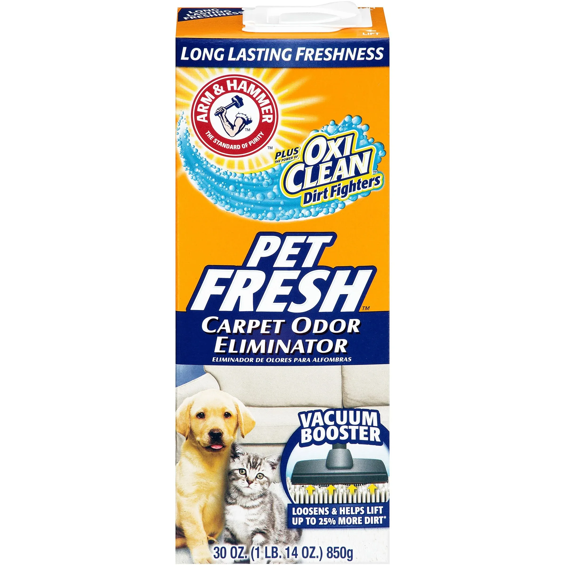 Arm and Hammer Pet Fresh Carpet Odor Eliminator Plus Oxi Clean Dirt Fighters, 30 ounce Pack of 2, 60 ounce Total