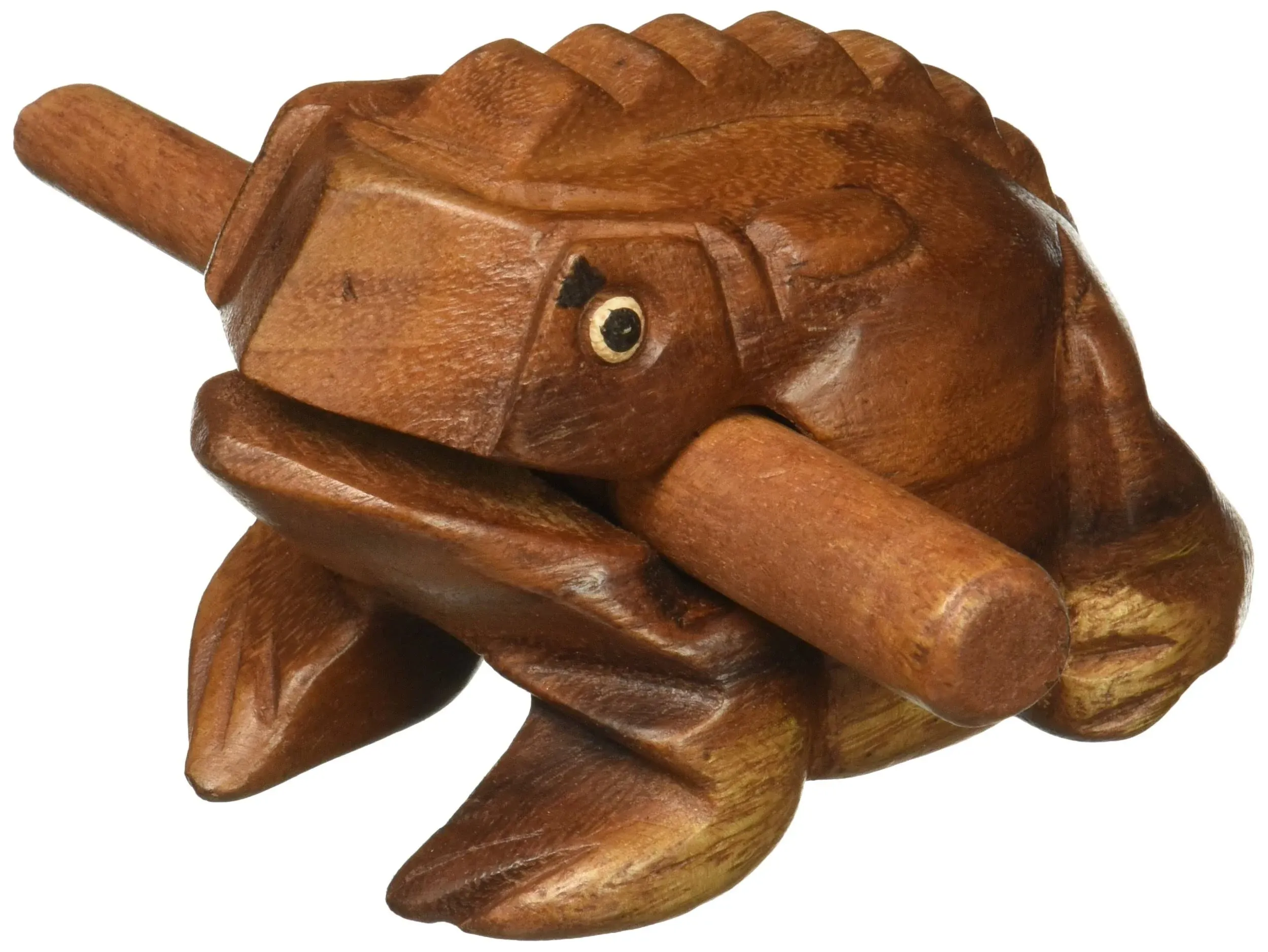 Deluxe Large 4&#034; Wood Frog Guiro Rasp - Percussion Musical Natural Brown Wood