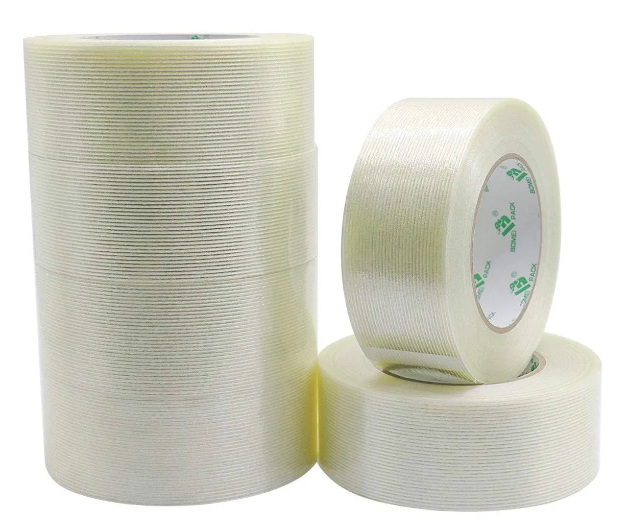 6PACK Reinforced Packing Tape, 5.5Mil 2Inx 60Yds, Heavy Duty Fiber Strapping ...