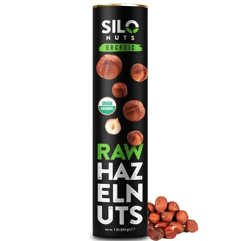 SILO Nuts, Organic Hazelnuts, Raw, 454 gr, Whole, Turkish Origin, Natural, with Skin