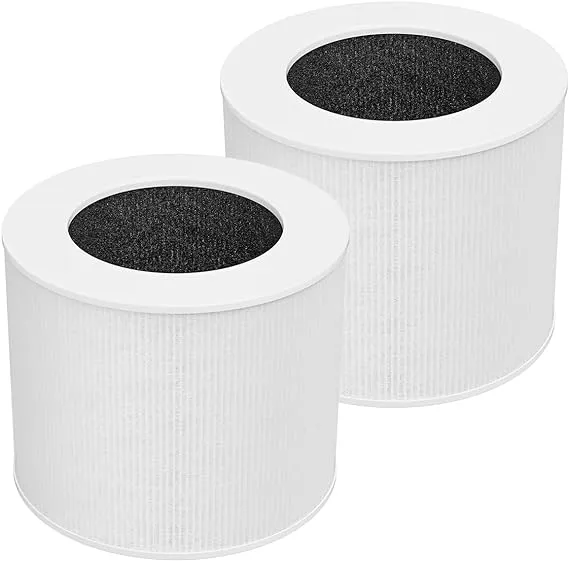 2-Pack Core Mini Air Purifier Replacement Filter Compatible with LEVOIT Core Mini Air Purifier, 3-in-1 True HEPA Filter, High-Efficiency Activated Carbon, Replace Core Mini-RF, White