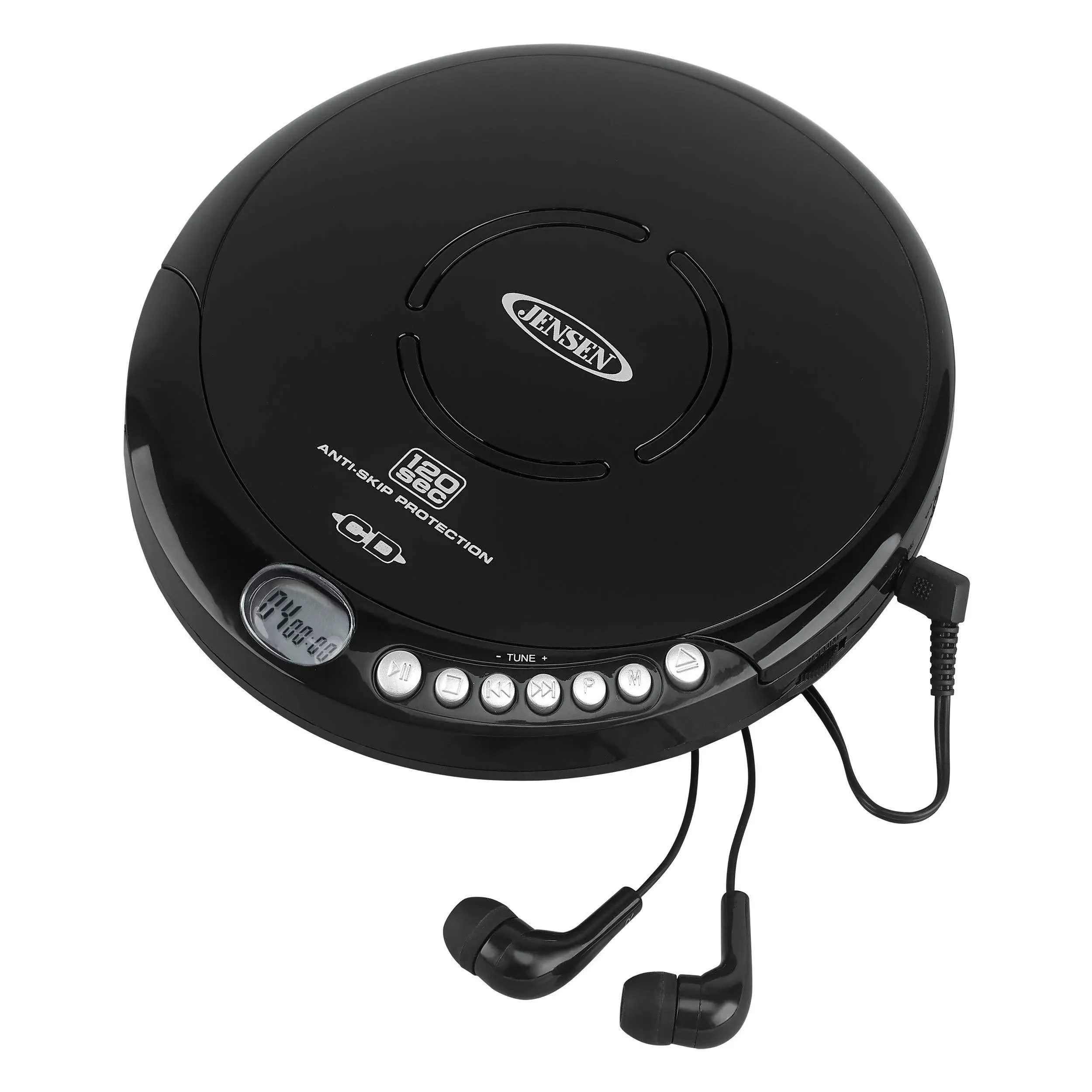 Jensen Portable cD-120BK Portable Personal CD Player Compact 120 SEC Anti-Skip CD Player - Lightweight Shockproof Music Disc Player FM Radio Pro-e