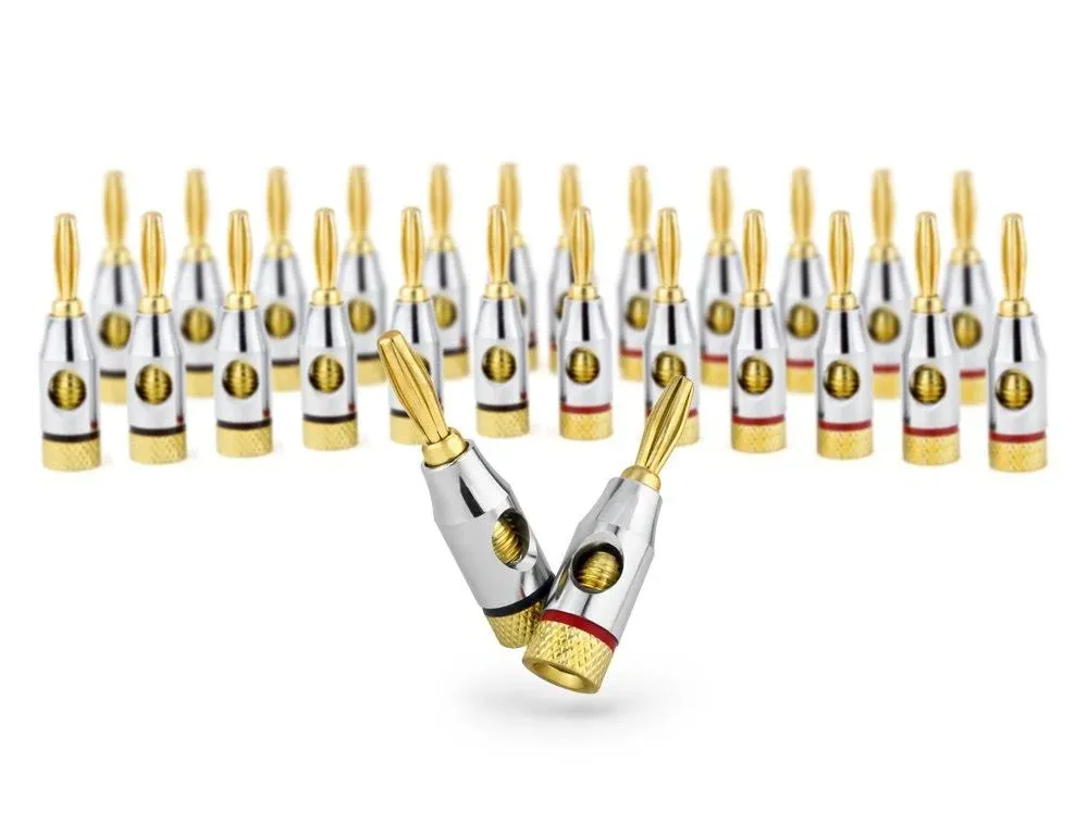 Ocelot Banana Plugs 24k Gold Plated Connectors Open Screw  12 Pair 12 Pair 24...