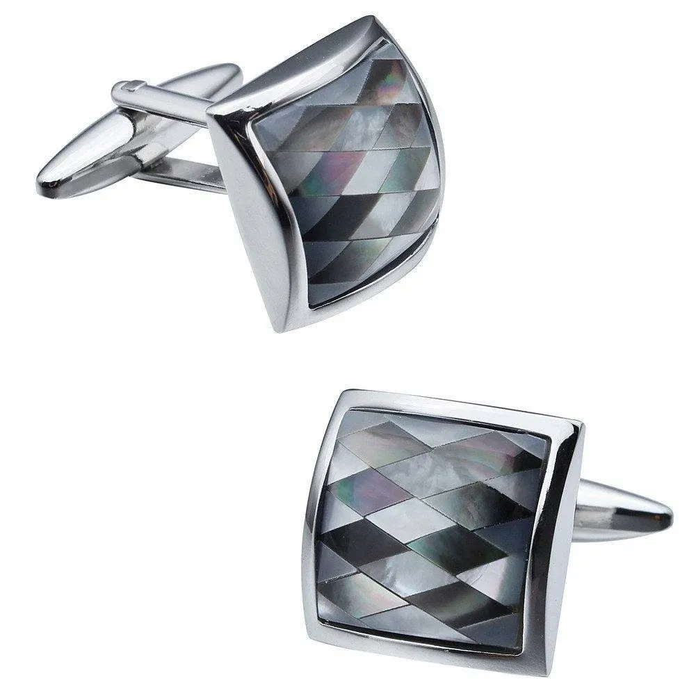 Hawson Men's Handmade Classic Mother of Pearl Cufflinks