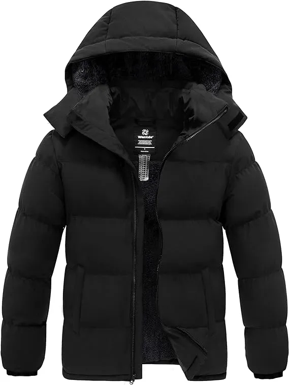 wantdo Men's Warm Puffer Jacket Thicken Waterproof Winter Coat with Detachable Hood