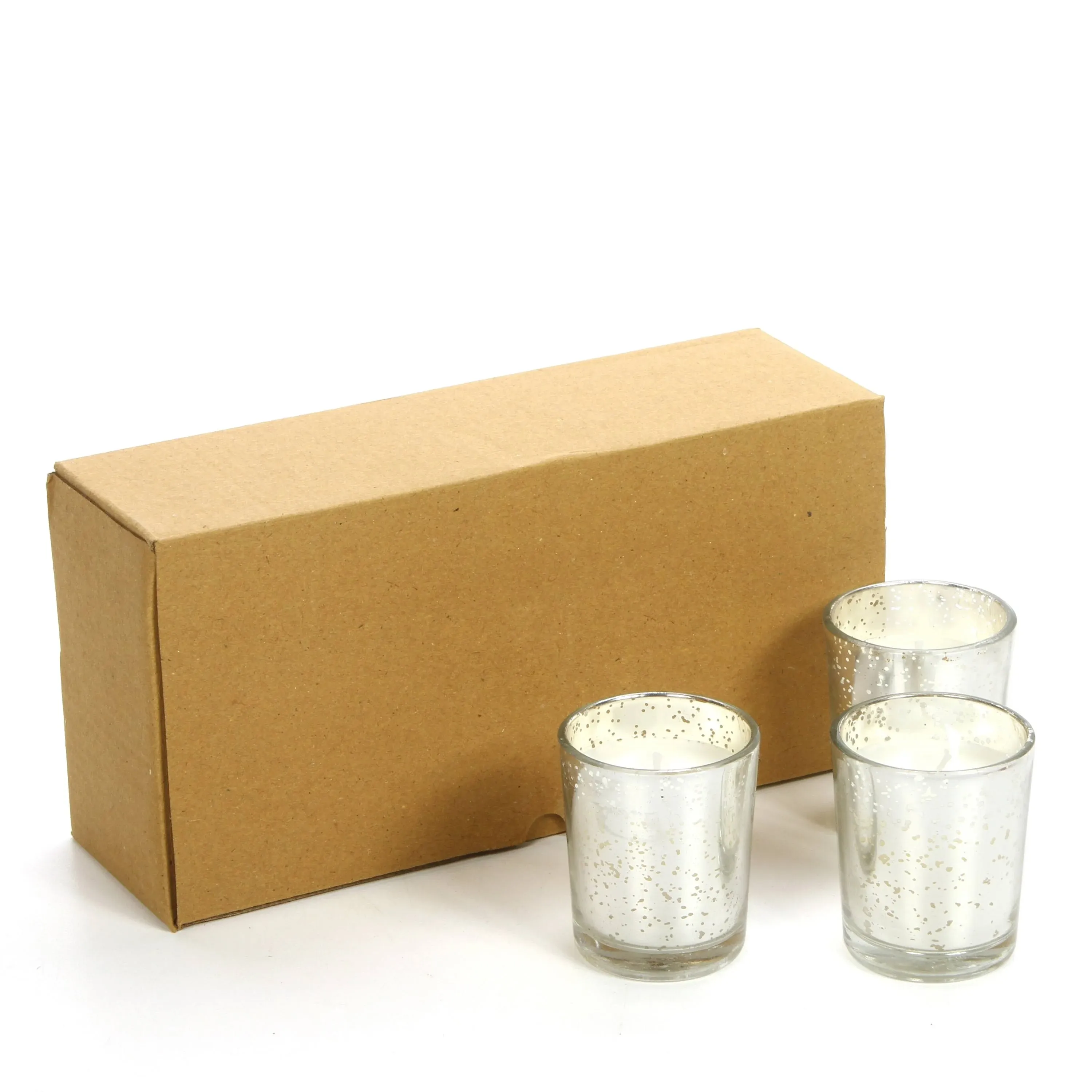 Hosley's Set of 8 Unscented Sliver Mercury Glass Wax Filled Votive Candle