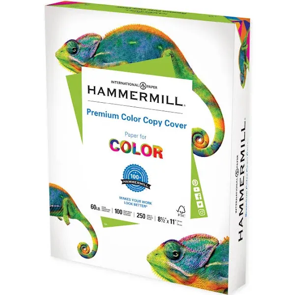 Hammermill Premium Color Copy Cover, 100 Bright, 60lb, 8.5 x 11, 250/Pack