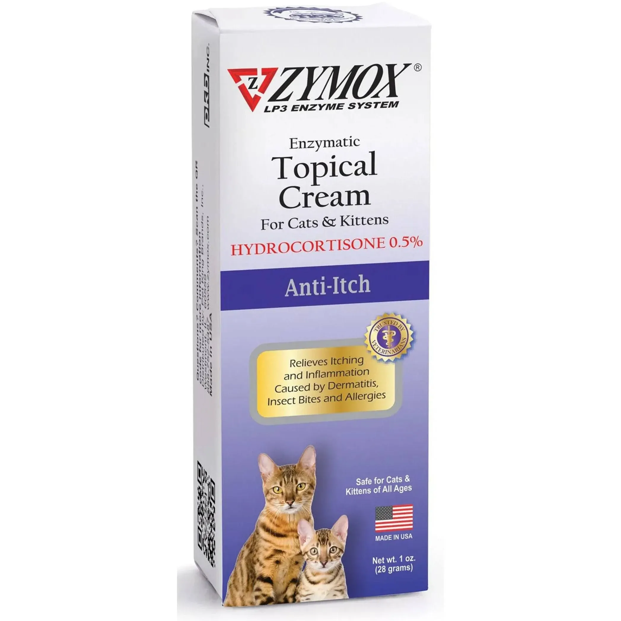 Zymox Enzymatic Topical Cream with 0.5% Hydrocortisone for Cats & Kittens - 1-oz