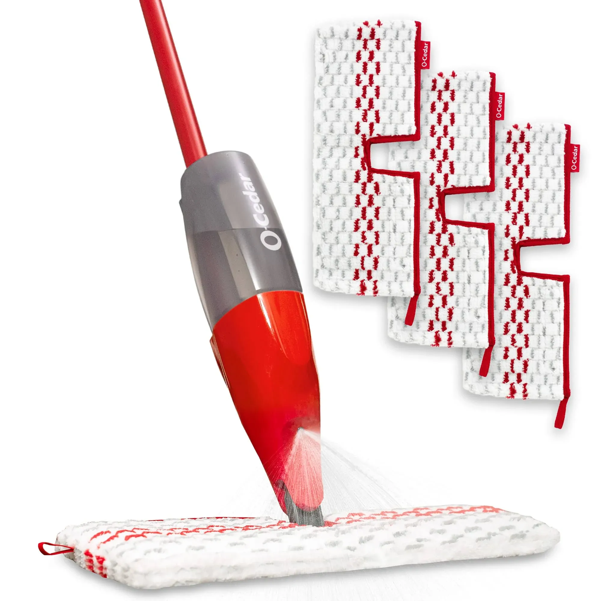 O-Cedar ProMist MAX Spray Mop, PMM with 3 Extra Refills, Red