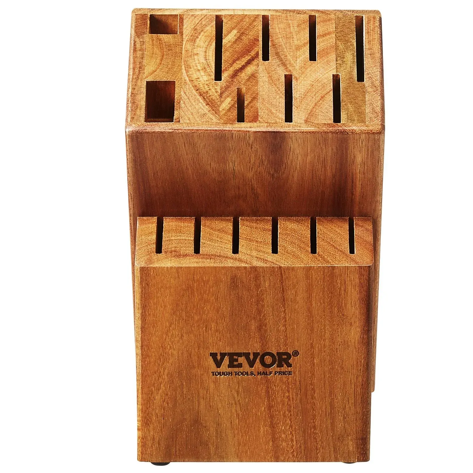 VEVOR Knife Storage Block 15-Knife Slots Acacia Wood Universal Knife Holders ...