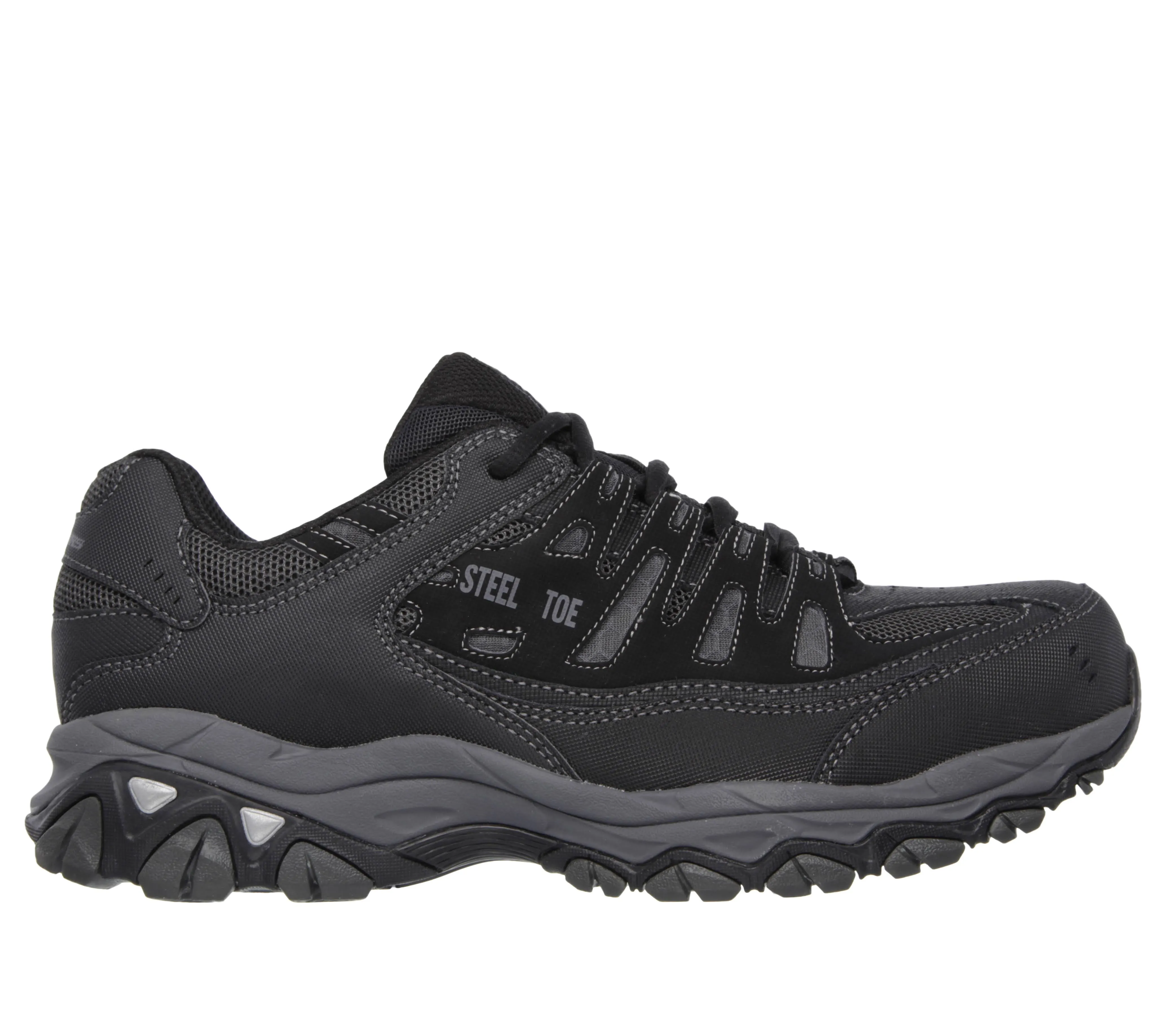 Skechers Men's Work Relaxed Fit: Cankton St Sneaker | Size 10.0 | Black/Charcoal | Leather/Synthetic/Textile