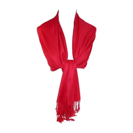 CTM Women's Classic Pashmina Shawl Wraps - One Size - Red