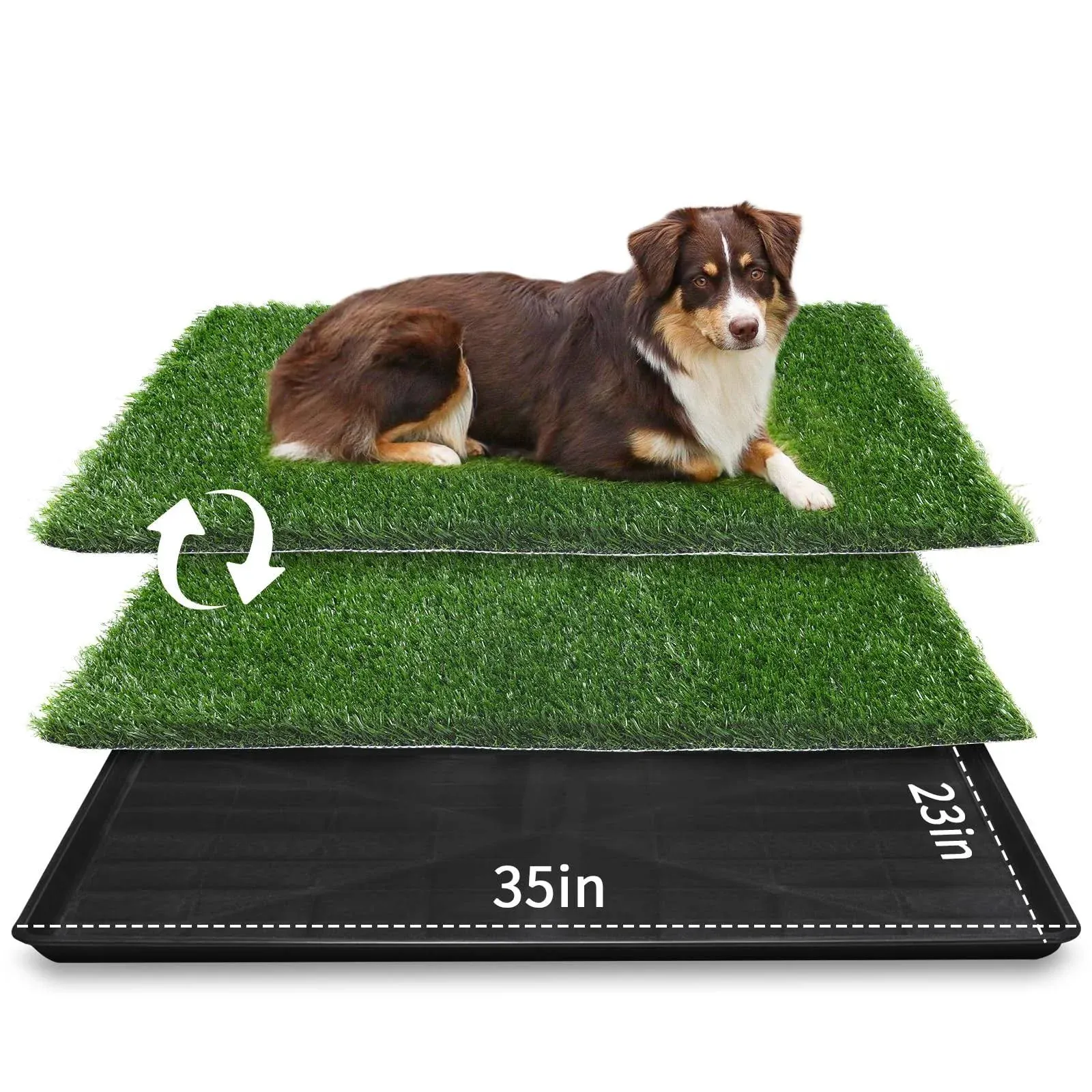 Extra Large Artificial Grass Training Dog Pee Potty Pad Tray 35&#034;x23&#034; 2-Pack