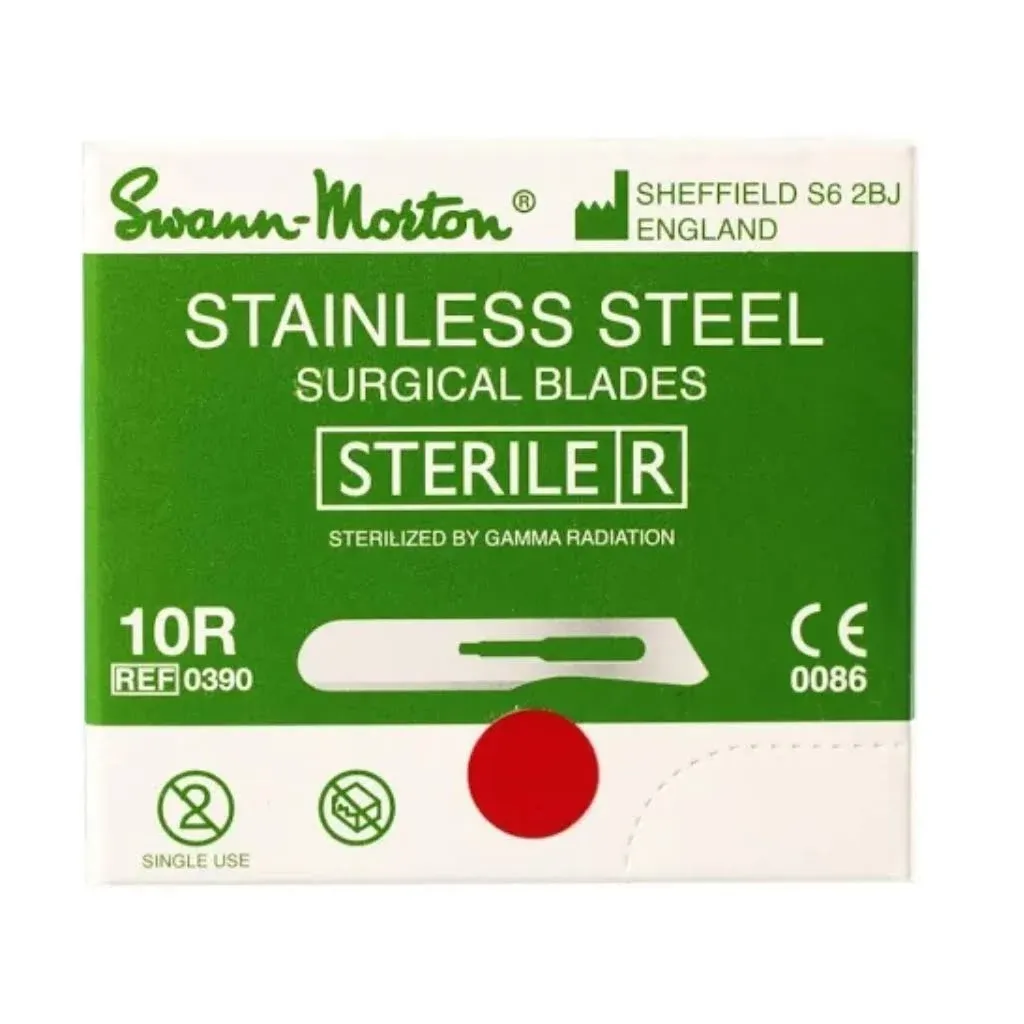 Swann-Morton #10R Sterile Surgical Blades, Stainless Steel [100]