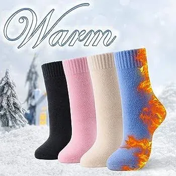 4 Pairs Thick Thermal Socks for Women Extreme Cold Weather Winter Warm Socks Soft Cozy Womens Crew Socks with Gifts Box