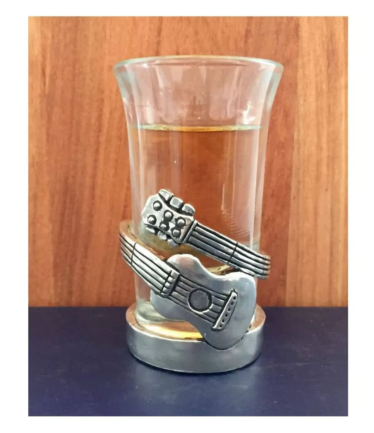 Basic Spirit Guitar Pewter Shot Glass for Music Lover Home Bar, Stocking Stuffer, Party Favor or Gift