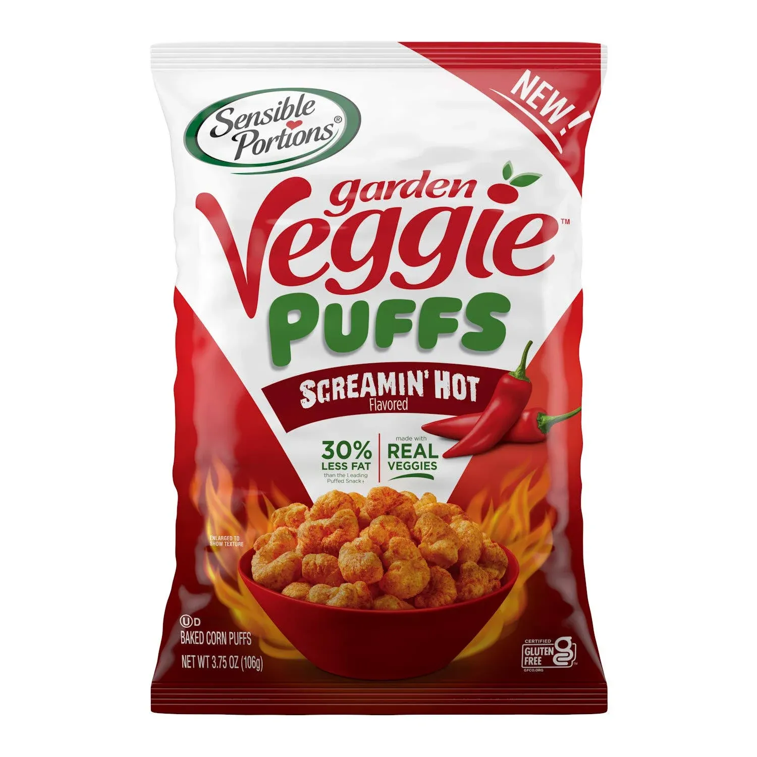 Garden Veggie Puffs, Screamin’ Hot, 3.75 oz (Pack of 6)