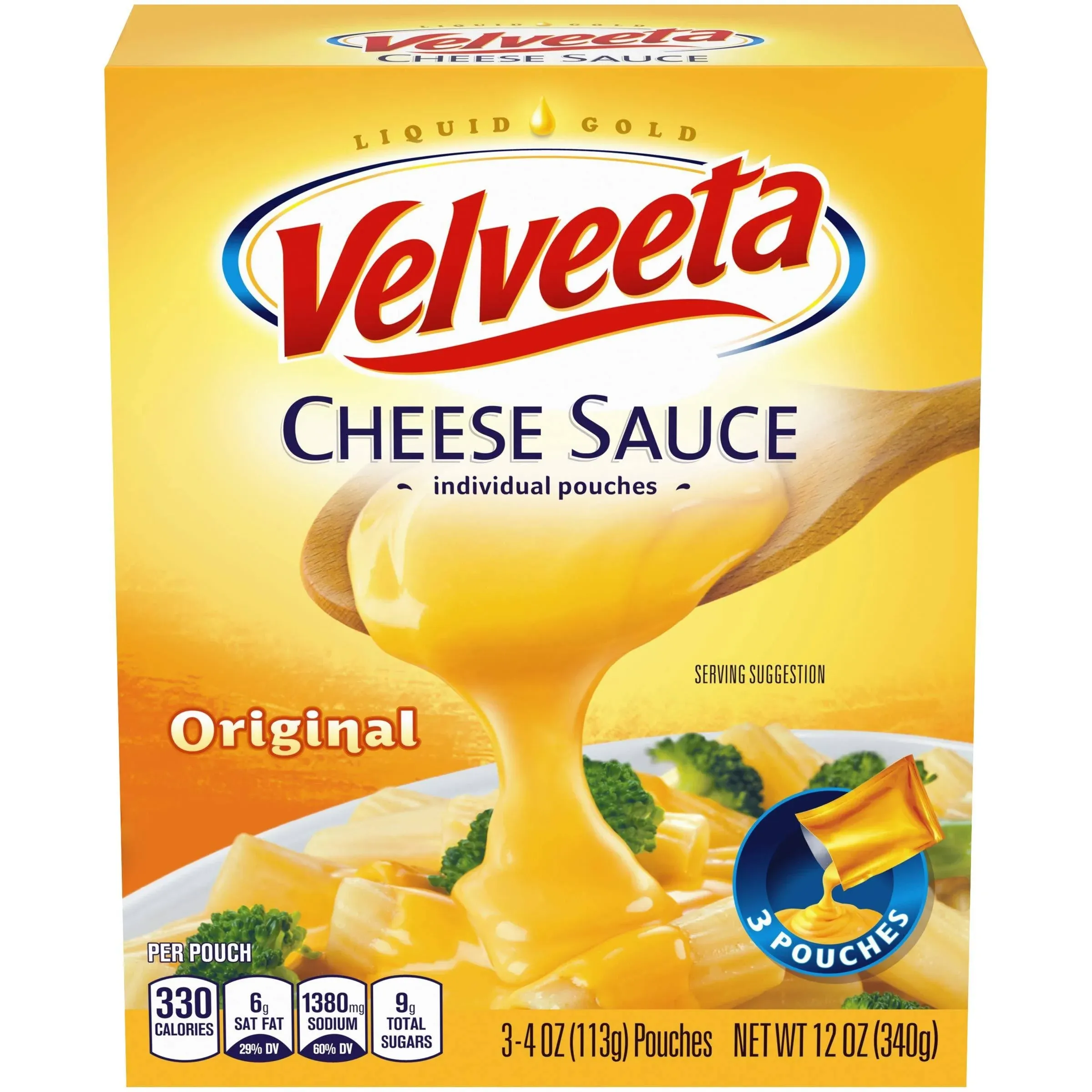 Velveeta Cheese Sauce, Original - 3 pack, 4 oz pouches