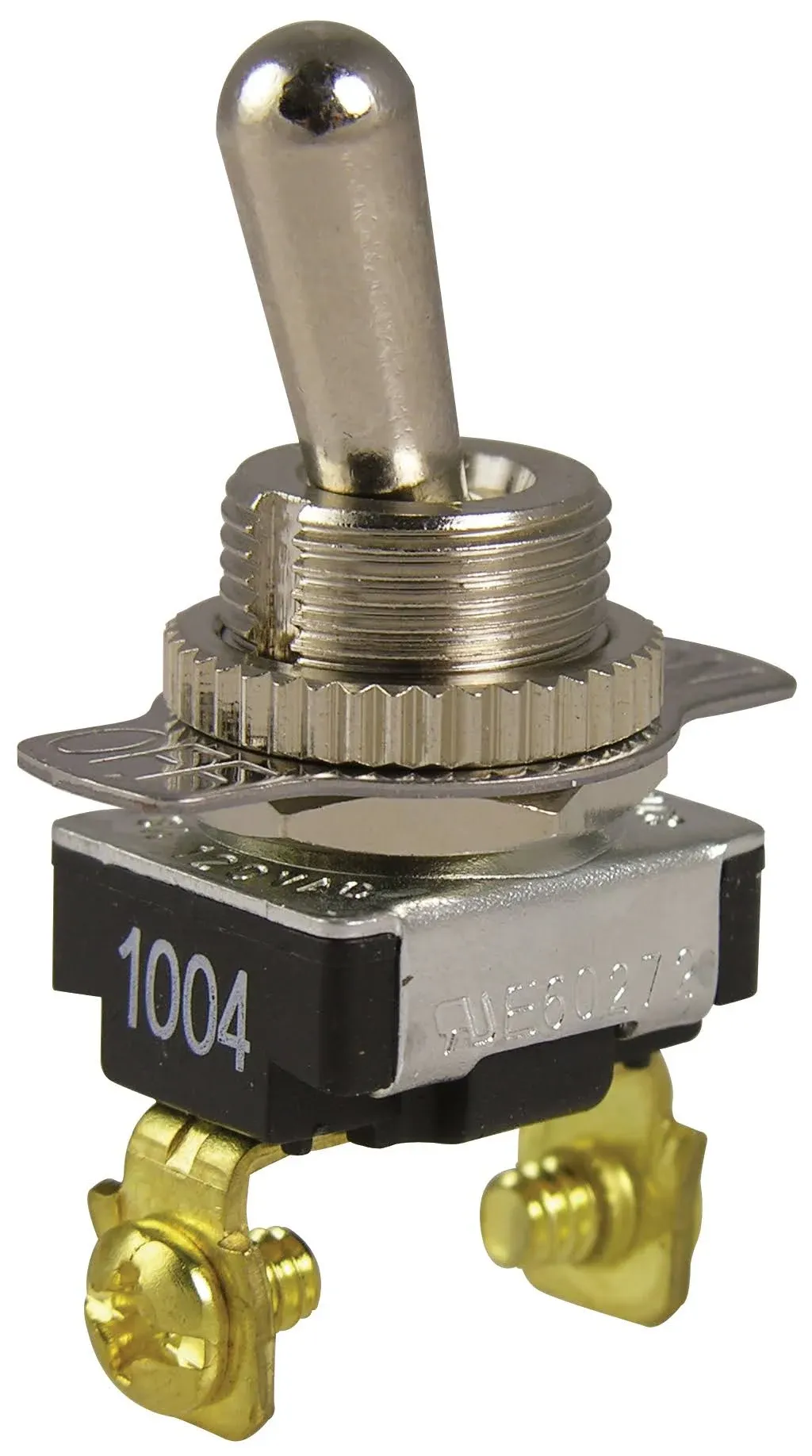 Toggle Switch, 125/250 VAC, SPST, Lead Wire Terminal, Steel Housing Material, Si