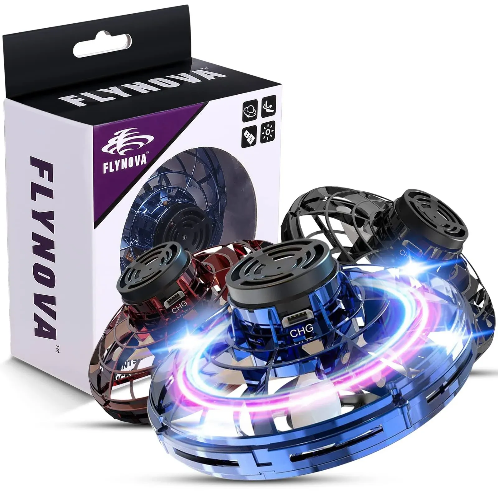 Flying Spinner Mini UFO Drone for Kids Flying Fidget Spinner UFO Toy Drone(Blue)