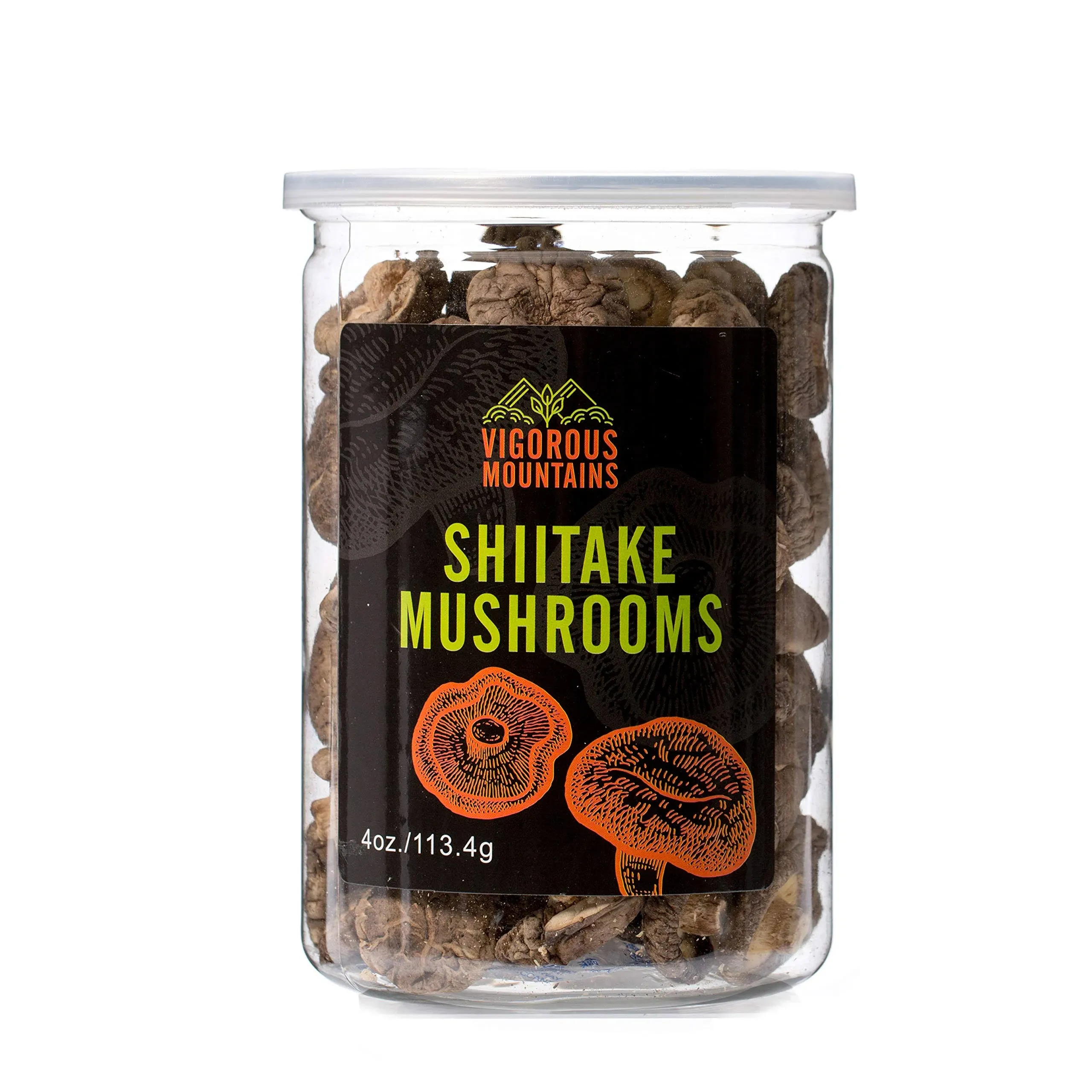 VIGOROUS MOUNTAINS Dried Shiitake Mushrooms for Cooking, 2-3CM Dehydrated Mushrooms, Dry Fresh Vegan No Fumigation Sulfur (4Oz)