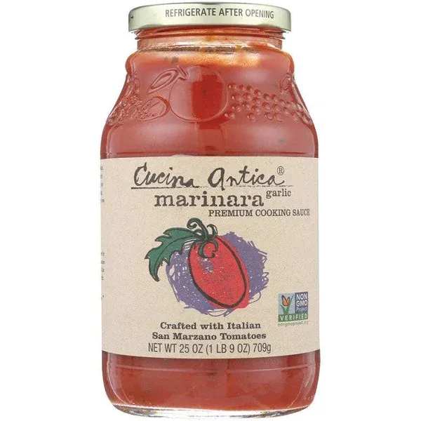 Cucina Antica - Tomato Basil Pasta Sauce - 25oz (Pack of 6) -Non GMO, Whole 30 Approved, Gluten Free