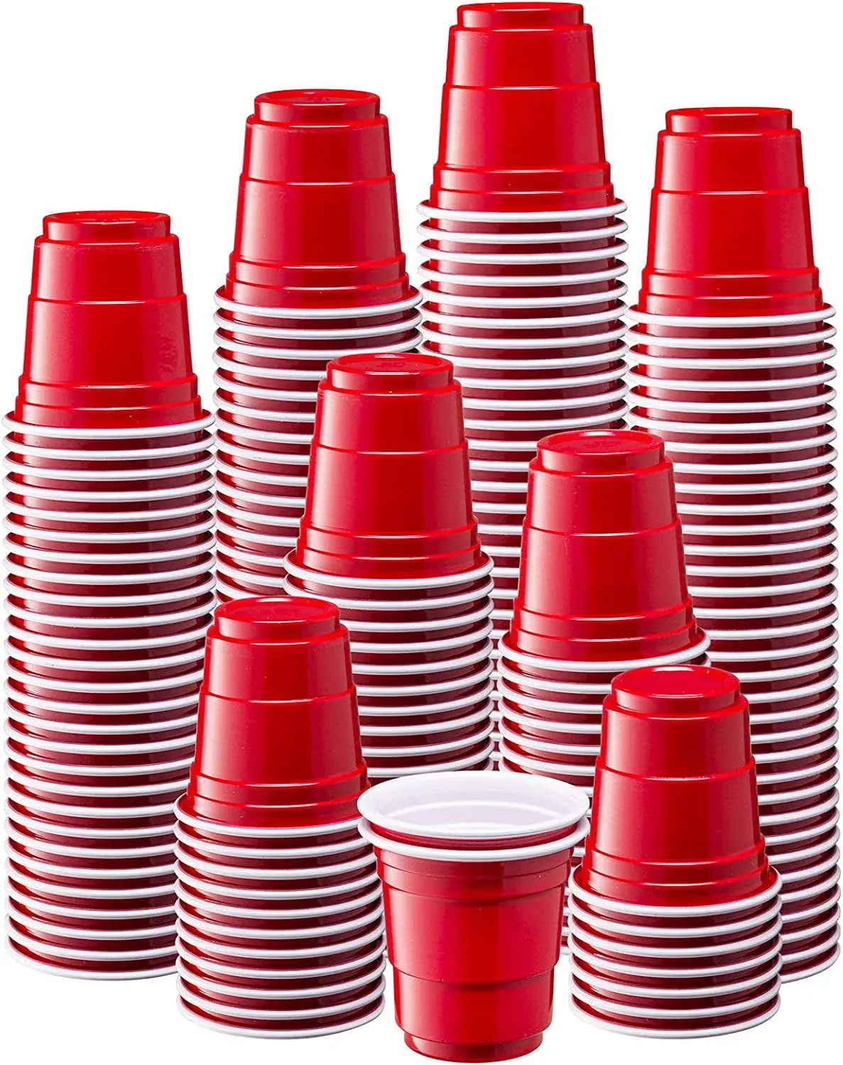 Comfy Package 300 Count 2 oz. Mini Plastic Shot Glasses - Red Disposable Jello ...