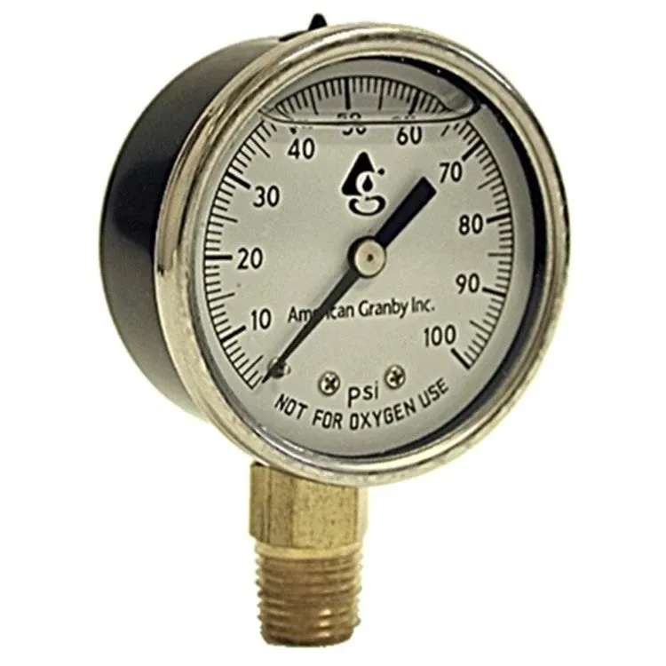 American Granby Water Well Pump Liquid Filled Side Lower Mount Pressure Gauge 0 ...