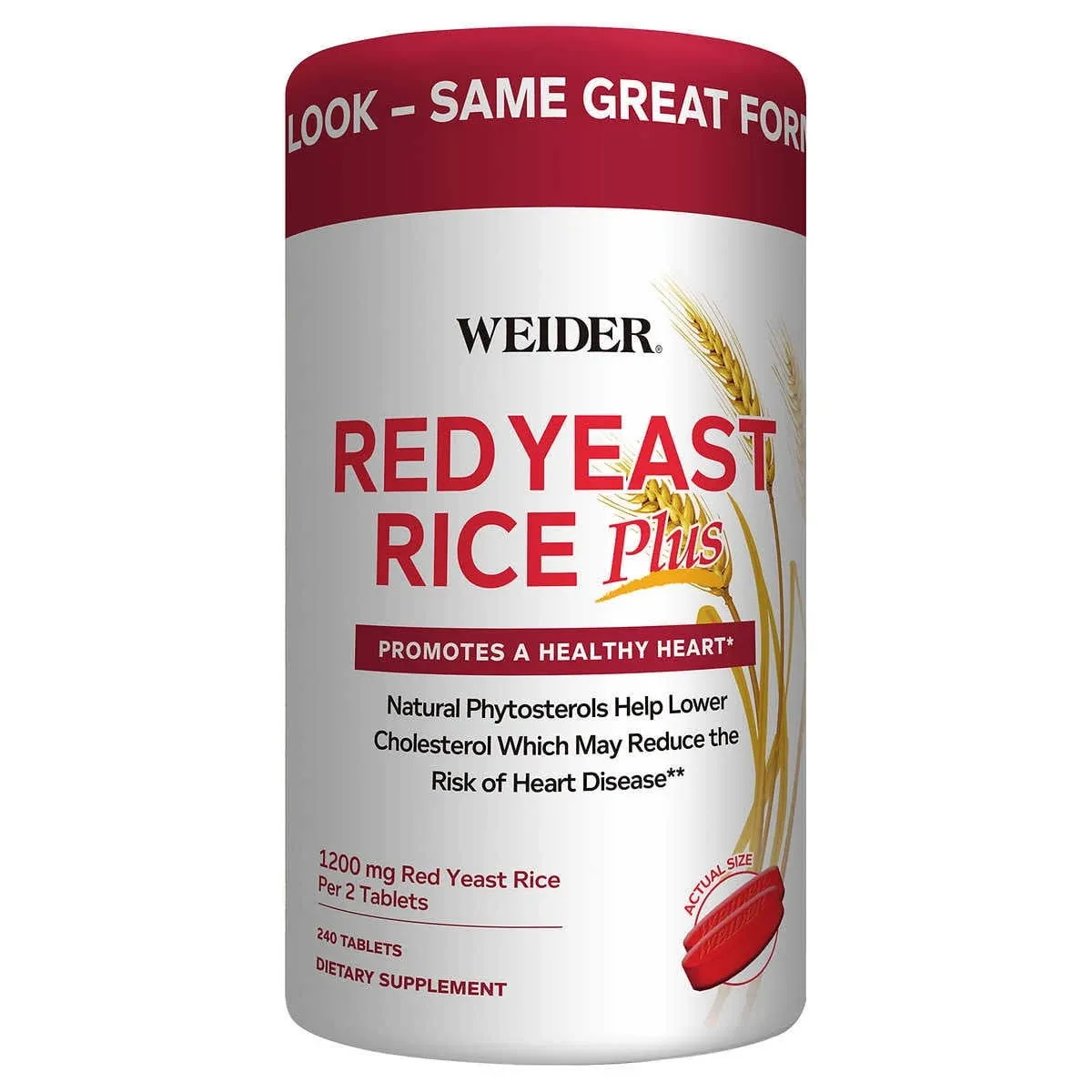 Weider Red Yeast Rice Plus with Phytosterols 1200 mg per 2 Tablets - 240 Tablets