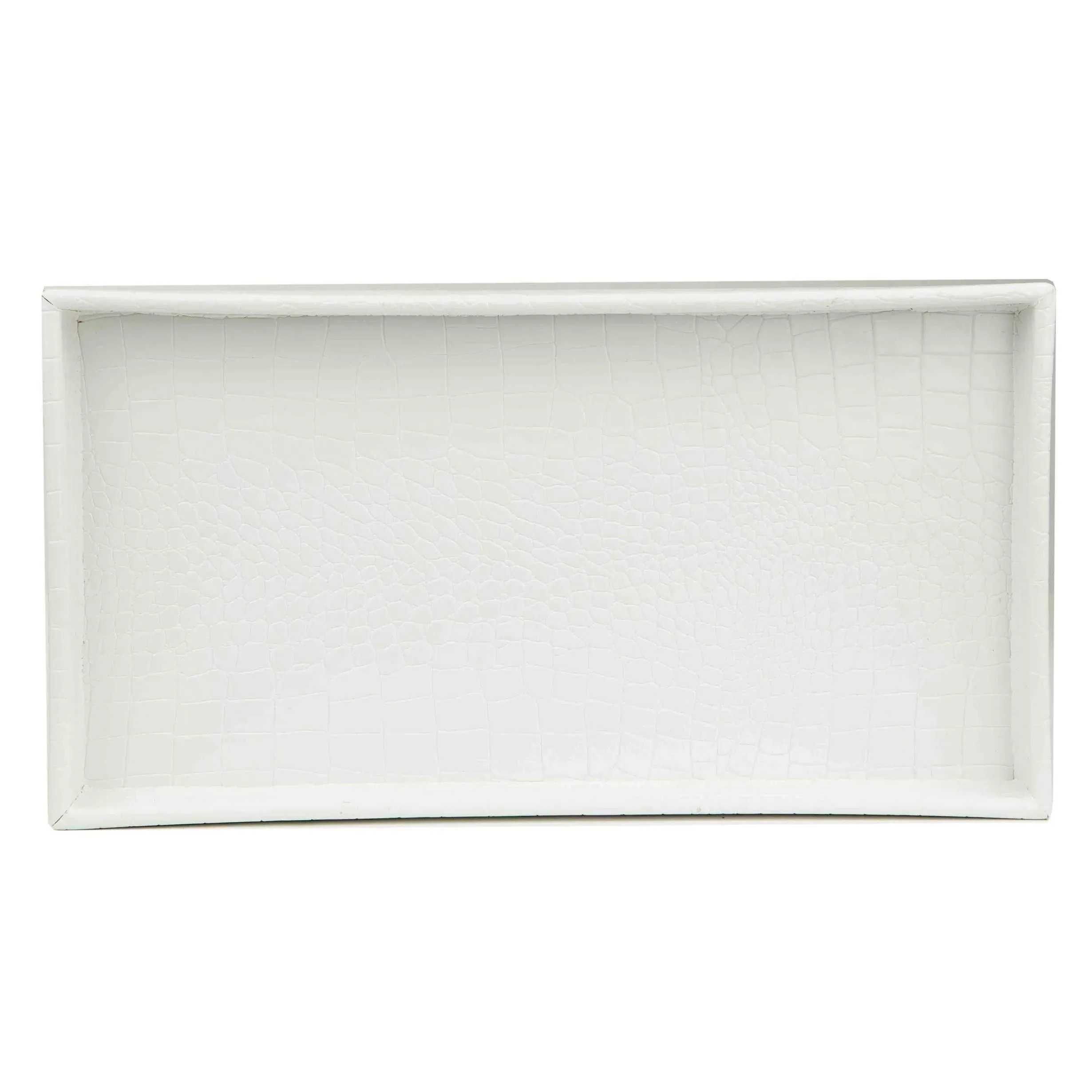 Home Basics Crocodile Plastic Vanity Tray, White, 14x7.5x1 Inches