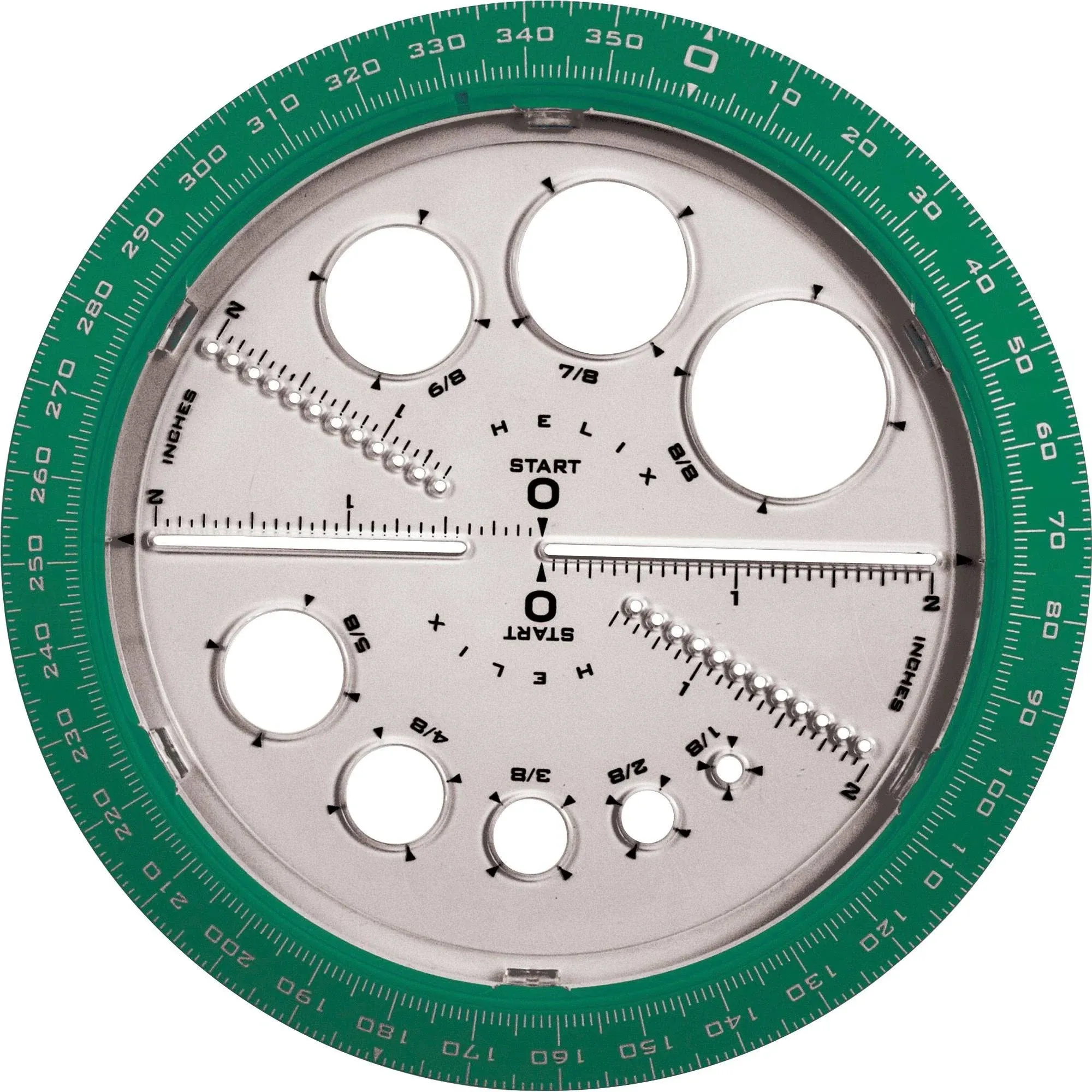 Helix Angle and Circle Maker with Integrated Circle Templates, 360 Degree, 6 Inch / 15cm, Assorted Colors (36002)