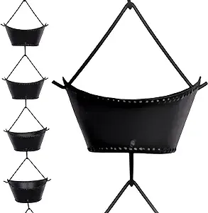 Acific Beaded Boat Cup Rain Chain 8.5 Feet Length Aluminum Black Powder Coated D