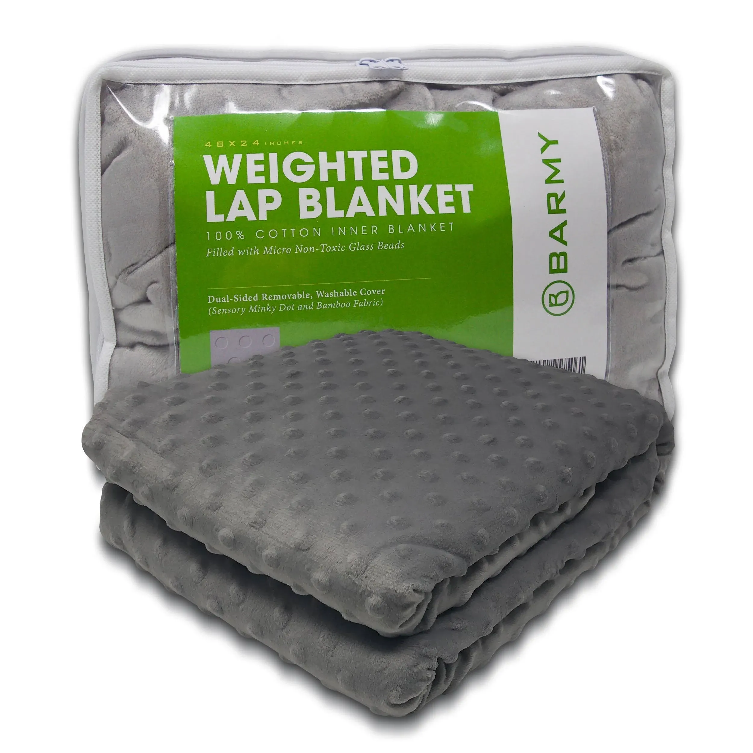 BARMY Weighted Lap Blanket (48"x24", 6lbs) Weighted Lap Pad with Removable Cover for Adults, Teens and Kids, Cotton Inner Blanket, Weighted Throw Blanket - Navy Blue