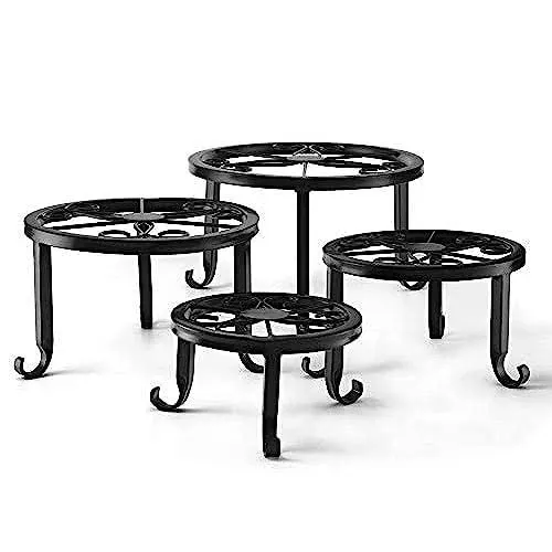 THIKDIKAKT 4 Pack Metal Potted Plant Stands - Heavy Duty Flower Pot Stands- R...