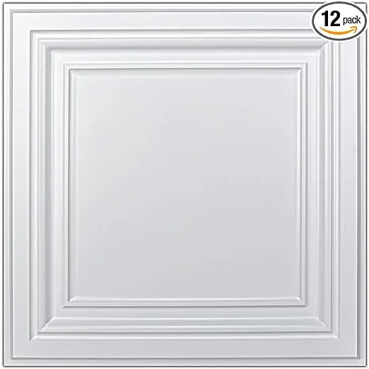 Art3d PVC Ceiling Tiles, 2'x2' Plastic Sheet in White (12-Pack)