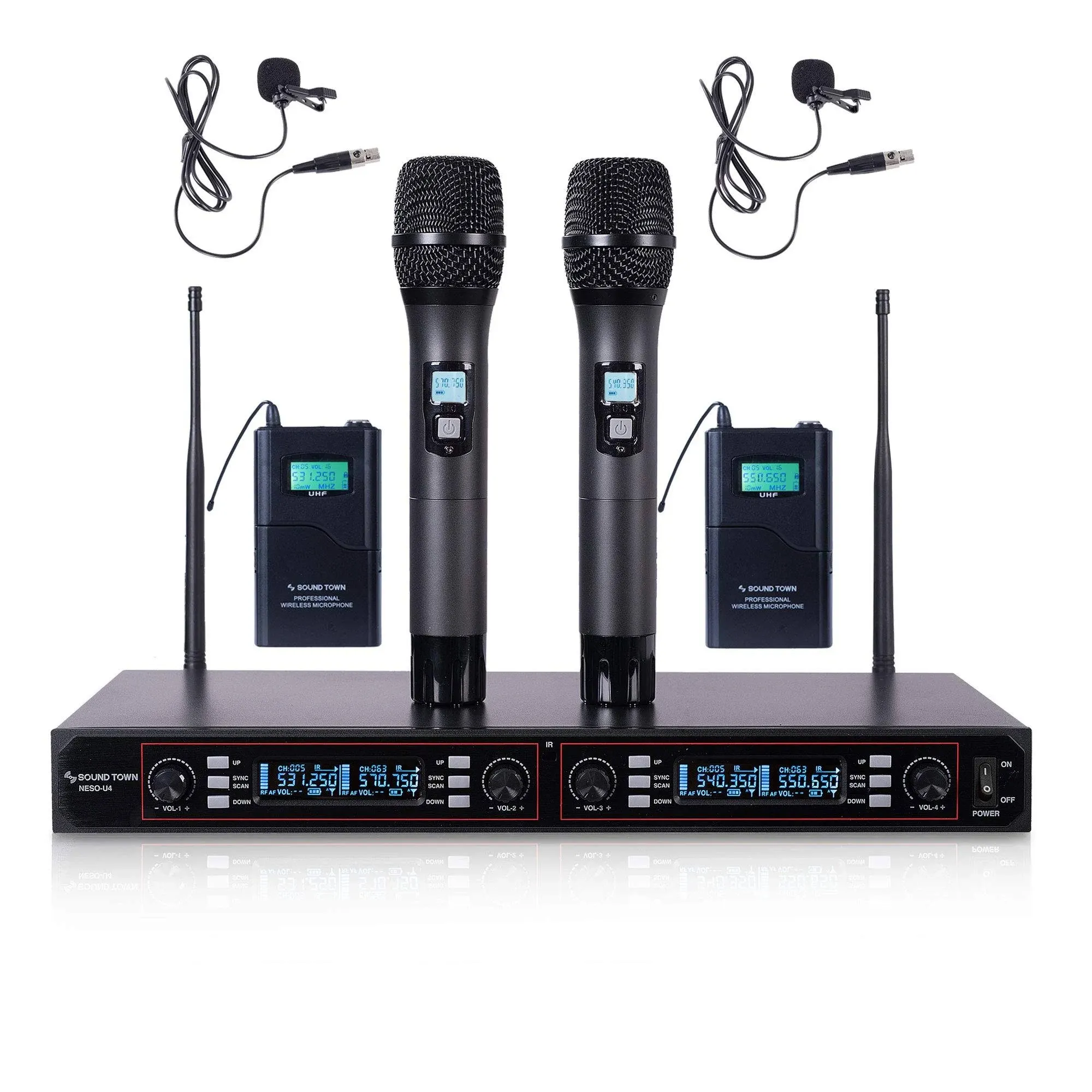 Sound Town 200-Channel Rack Mountable Professional UHF Wireless Microphone System ...