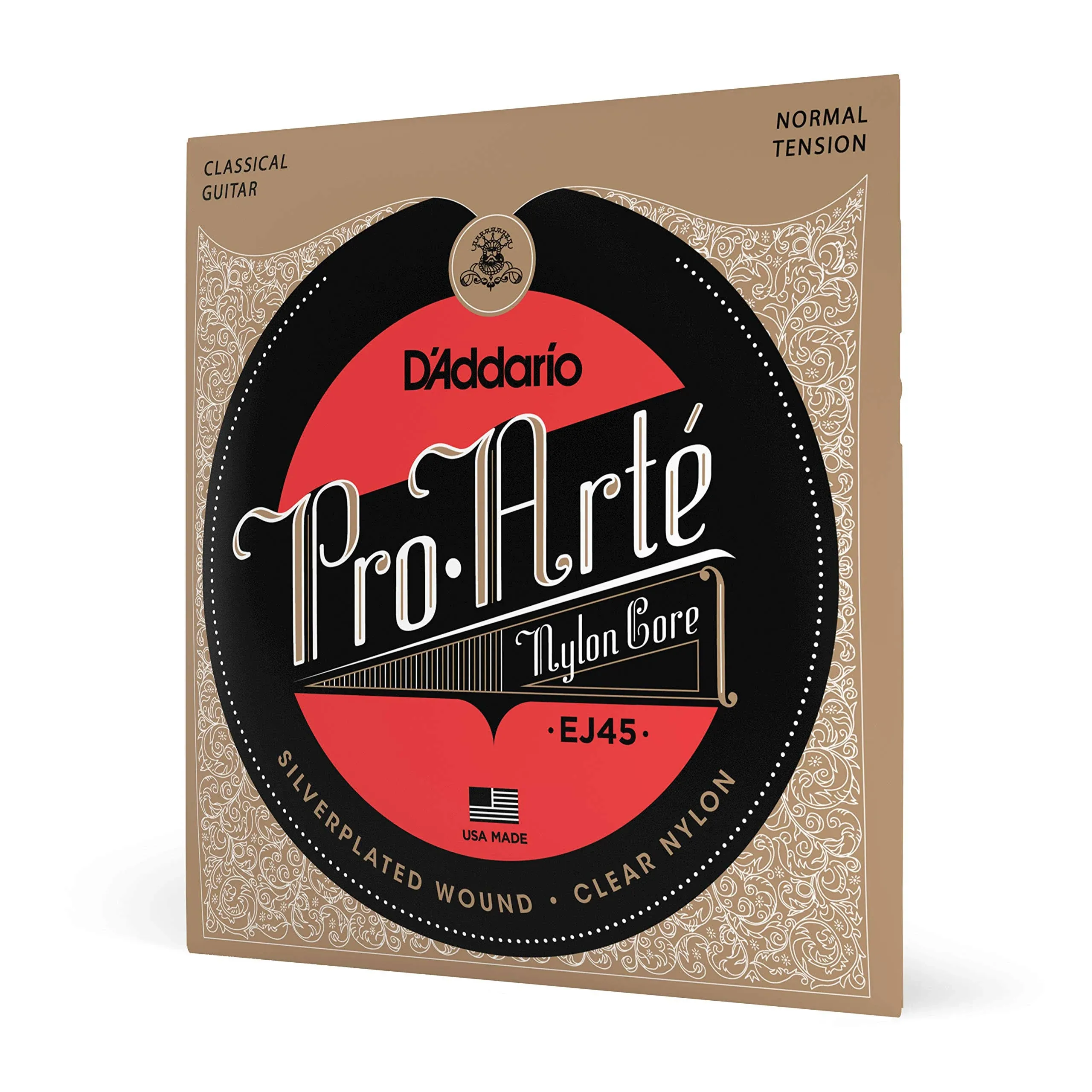 D'Addario EJ45x5 (5 sets) Classical Guitar Strings, Pro-Arte, Silver/Clear/Normal.