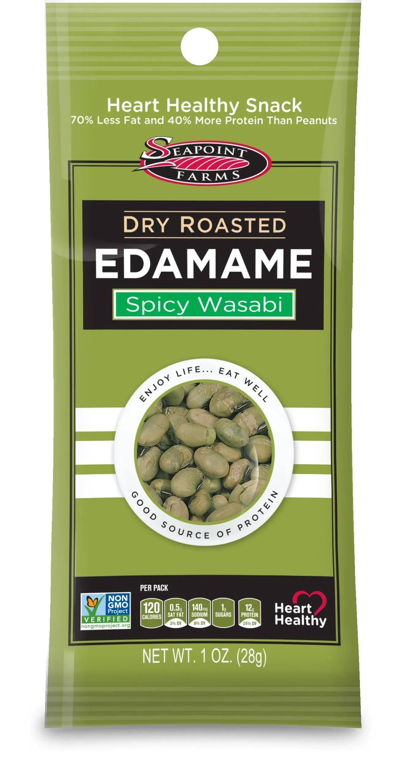 Seapoint Farms, Edamame tostado en seco, wasabi, 99 g (3,5 oz)